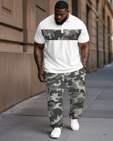 Urban Fashion Camouflage Polo Shirt Trousers Suit Men's Plus Size